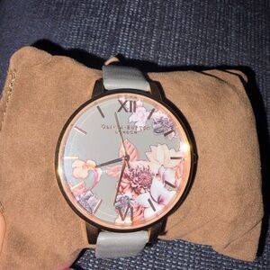 Olivia Burton Gray and Gold Floral Watch